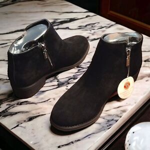 NWT Blondo Linda Waterproof Leather Dual Side-Zip Ankle Booties, Black, 7.5 M